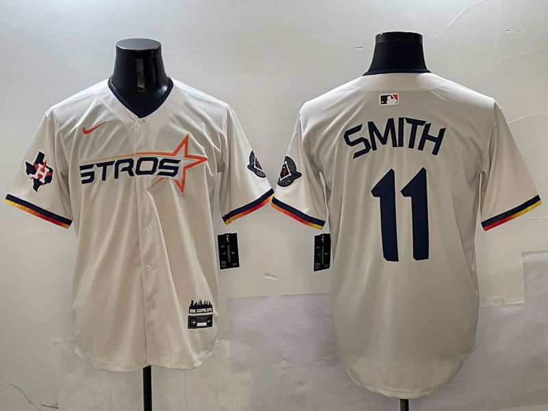 Men Houston Astros #11 Smith Cream three generations Joint Name Nike 2025 MLB Jersey style 4